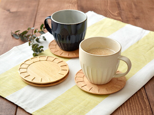 楽天市場】木製コースター4枚セット しのぎ型 minoruba（ミノルバ