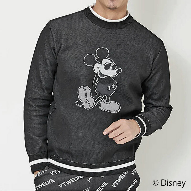 楽天市場】V12 ゴルフ × ディズニーコラボ メンズ クルーネックニット