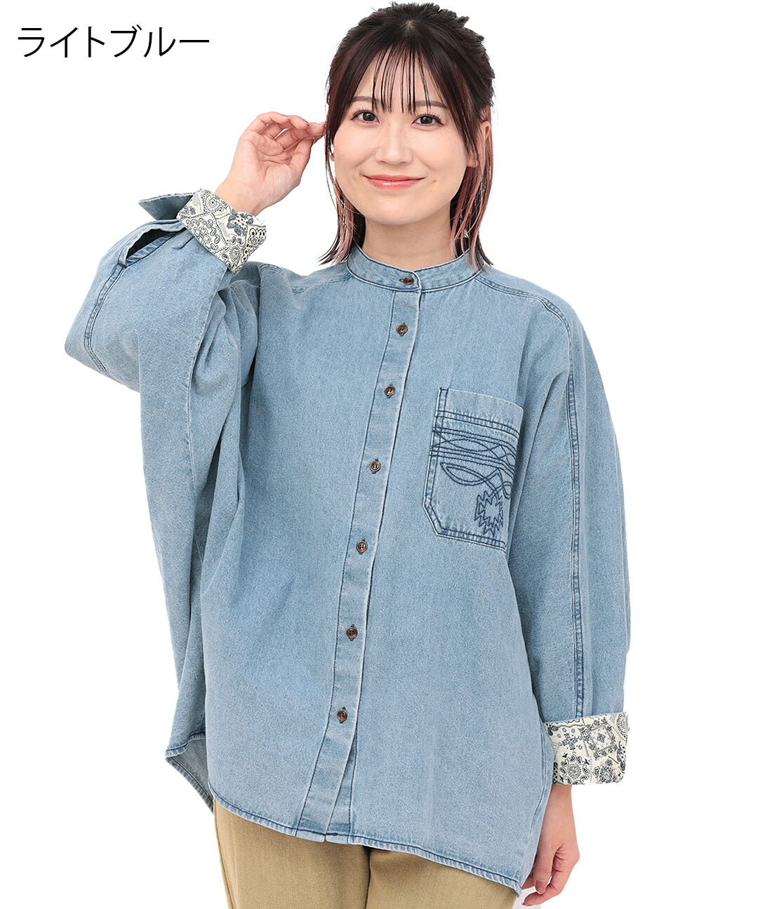 楽天市場】デザインステッチライトデニムドルマンシャツ ／ デニム