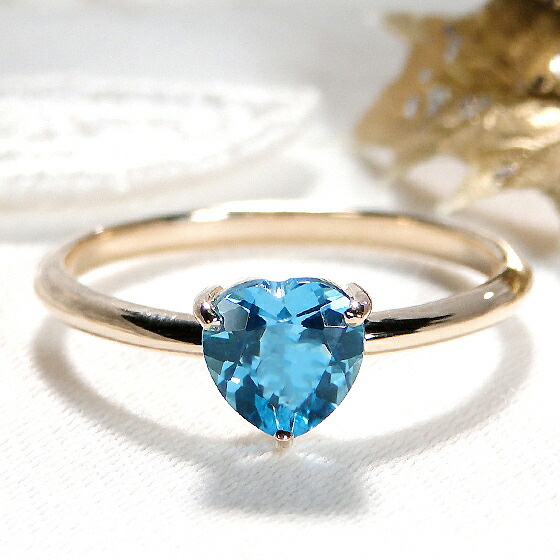 楽天市場】【送料無料】K10YG ハートシェイプ ブルートパーズ リング代