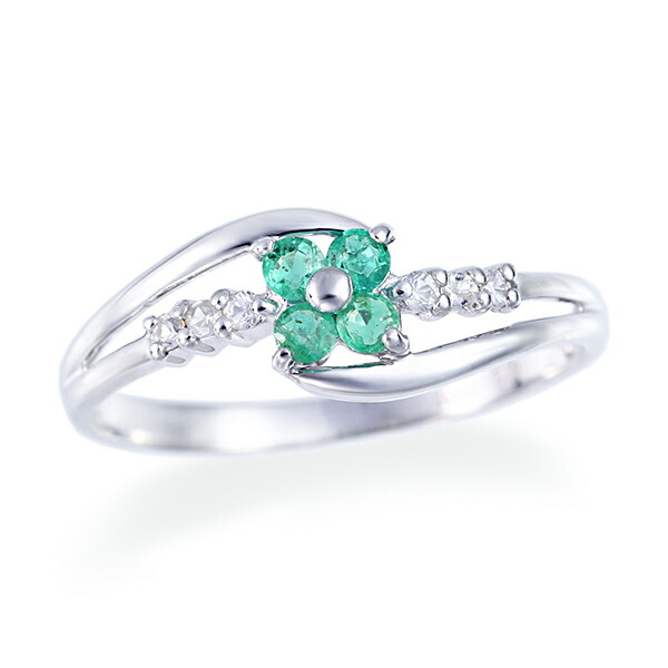 楽天市場】K10ホワイトゴールドエメラルドリング : ジュエリーツツミ