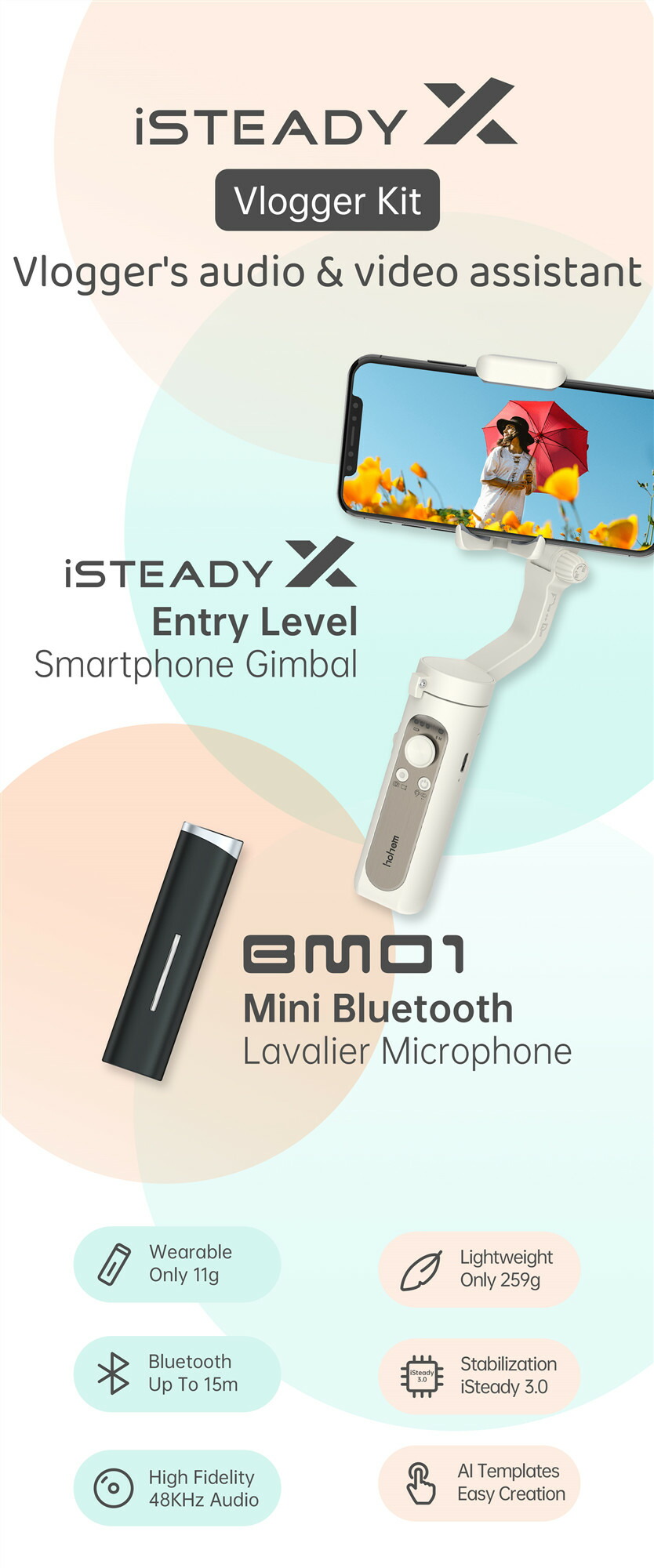 楽天市場】Hohem iSteady X Vloggerキット ワイヤレスマイク付き3軸