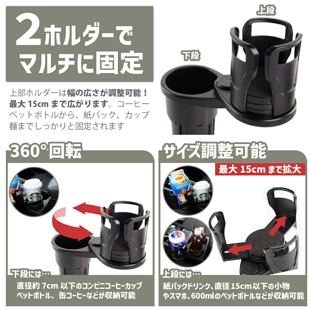 楽天市場】Pop Frog ドリンクホルダー 車 ダブルカップホルダー 2本