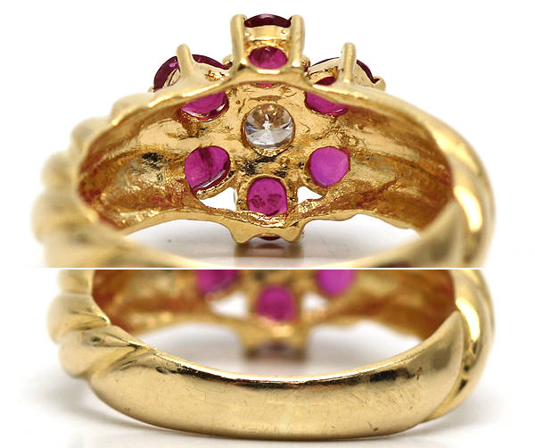 楽天市場】K18 フラワーモチーフリング 10号 ルビー 1.24ct