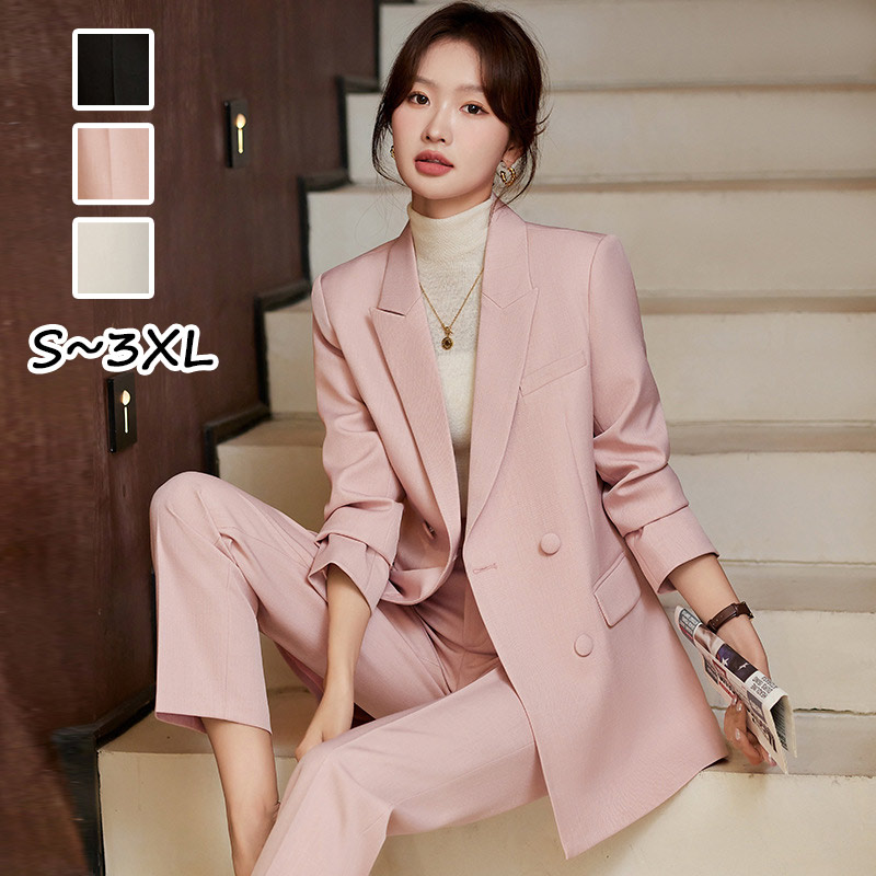 楽天市場】全3色 スーツ レディース パンツスーツ ブラック ピンク