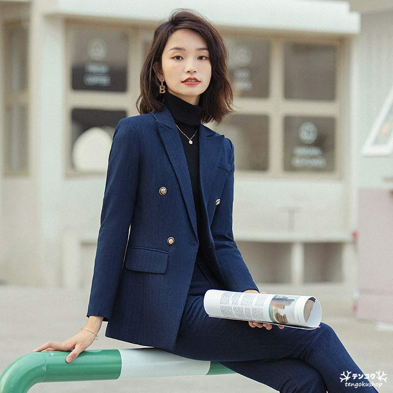 楽天市場】パンツスーツ レディース 大きいサイズ ストライプ スーツ