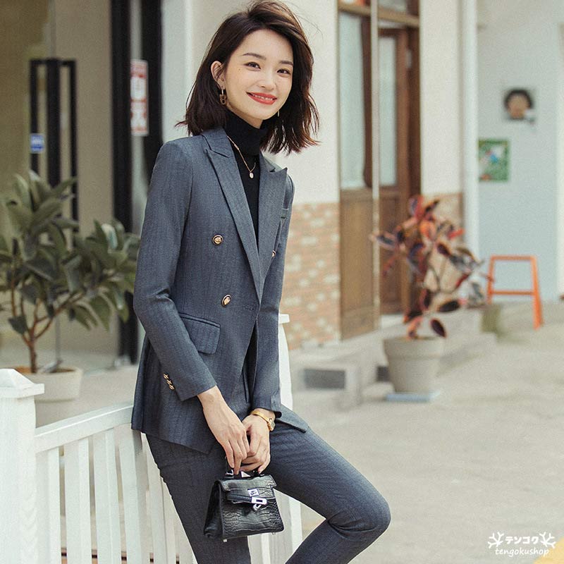 楽天市場】パンツスーツ レディース 大きいサイズ ストライプ スーツ