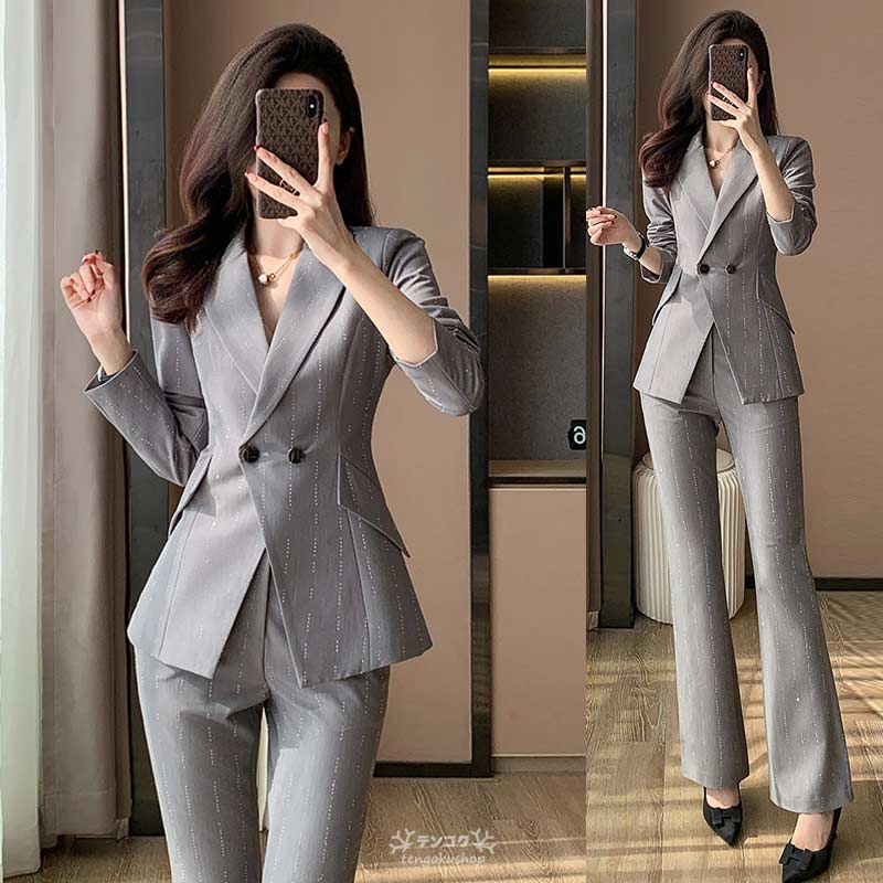 楽天市場】パンツスーツ レディース 大きいサイズ 無地 スーツ