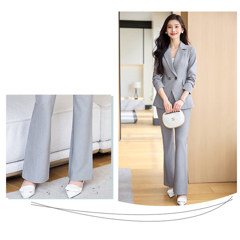 楽天市場】パンツスーツ グレー ブラック ワイドパンツ レディース