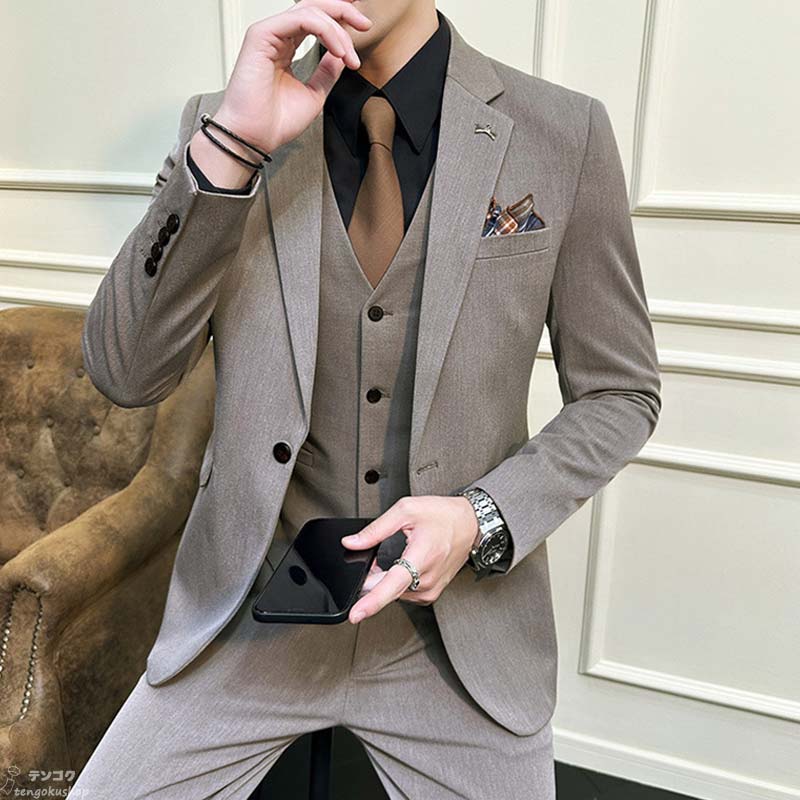 楽天市場】メンズスーツ 紳士服 大きいサイズ 無地 スリーピース