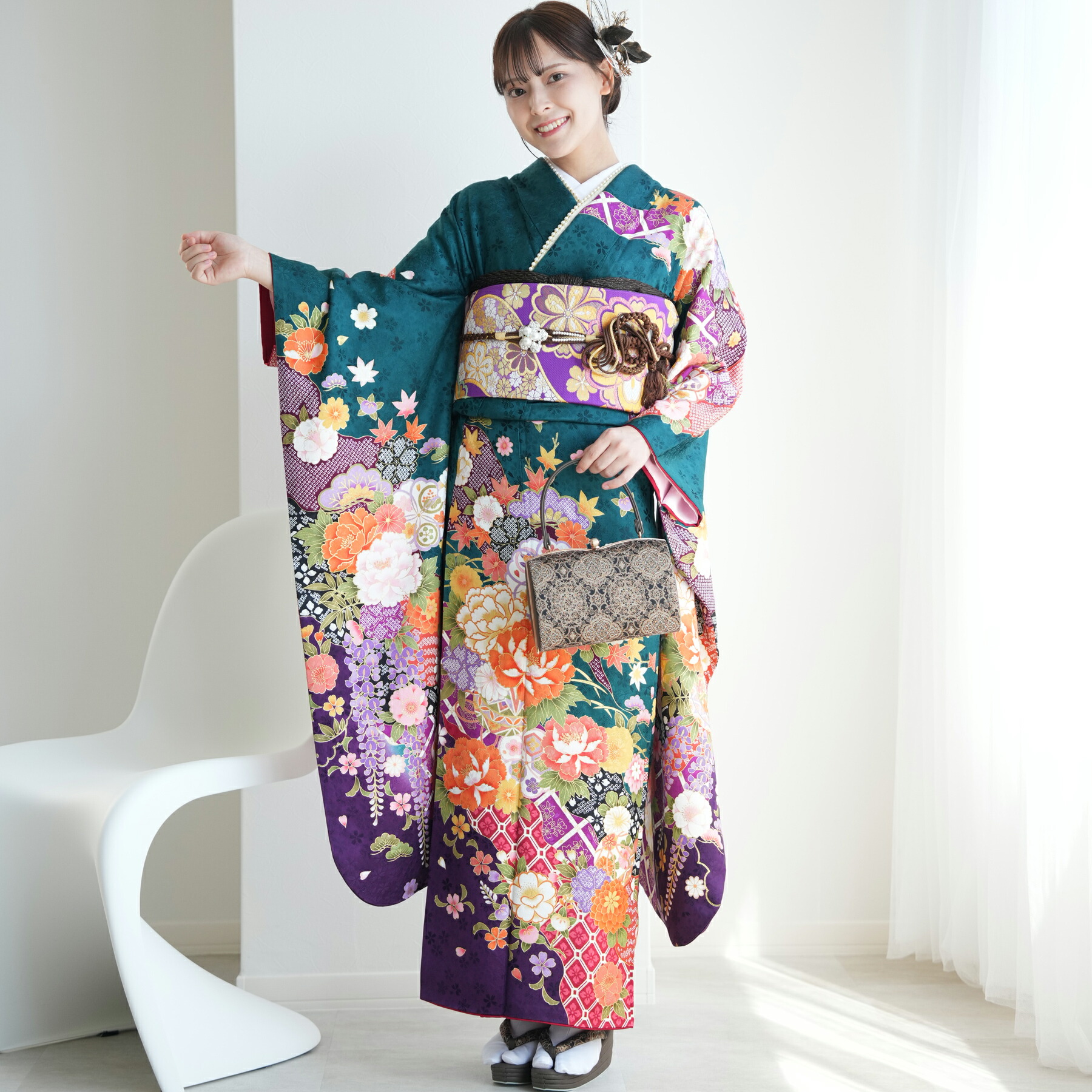 楽天市場】【レンタル】【振袖 正絹着物+正絹袋帯 21点セット 絵羽