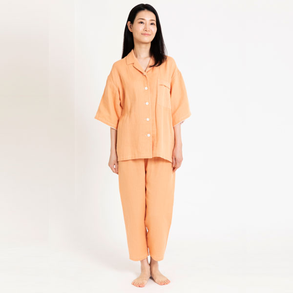 liflance リカバリーウェア 半袖 オレンジ レディースL