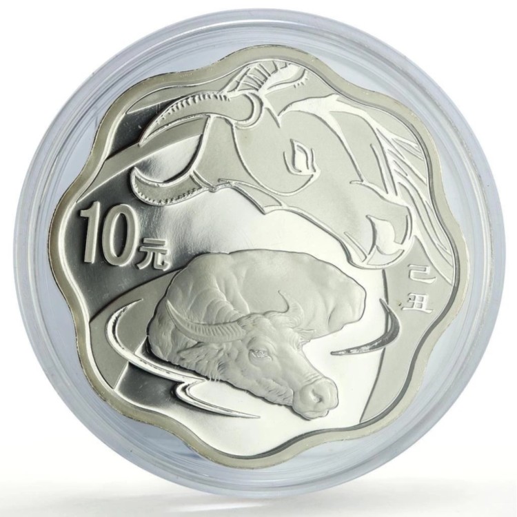 招*@様 2009年 干支 牛 プルーフ銀貨 中国 10元 旧暦 丑年 波