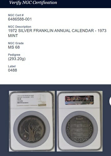 楽天市場】1972年 フランクリンミント 1973年 アニュアルカレンダー