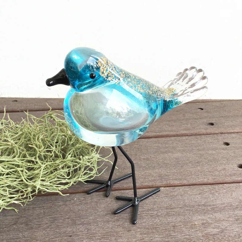 ウランガラス 鳥 小物入れ キャニスター 置物 ウランガラス 鳥 小物