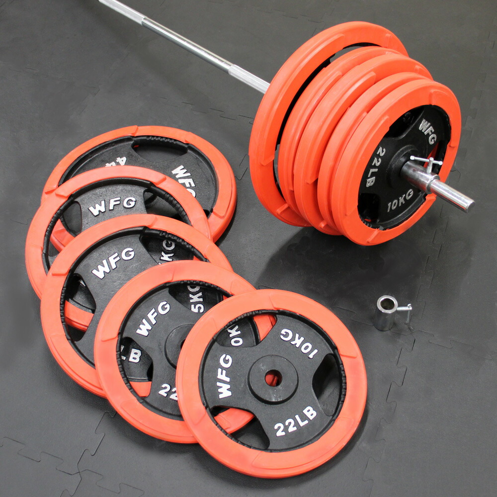 楽天市場】赤ラバーバーベルセット 150kg送料無料 筋トレ バーベル