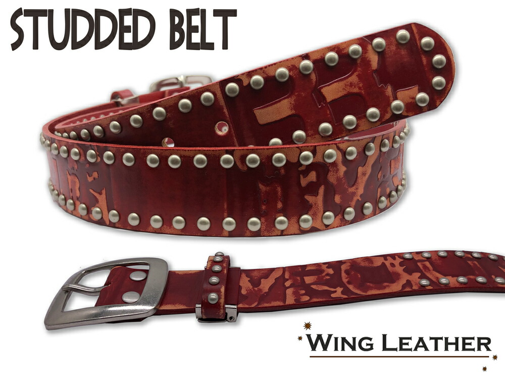 楽天市場】イタリアンレザー ベルト メンズ 本革 スタッズ ダメージ