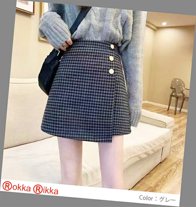 楽天市場】インパン裏地付きチェック柄ミニ丈巻きスカート チェック柄