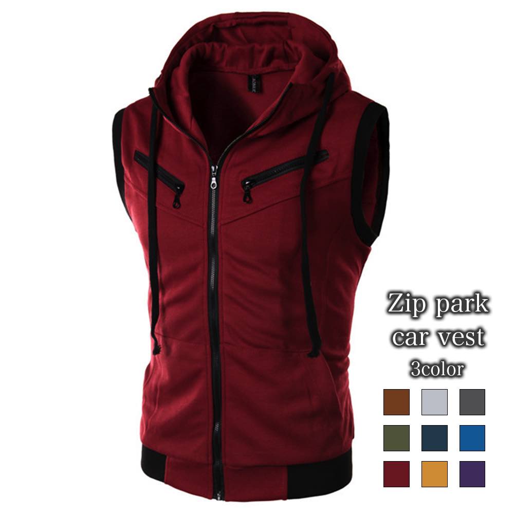 楽天市場】ベスト メンズ ジップパーカーベスト 暖かい 中綿