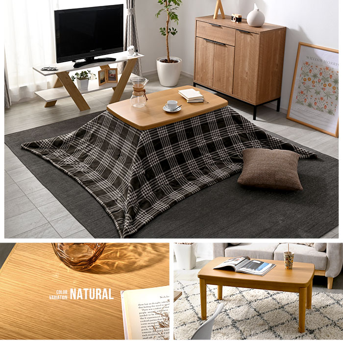 8600円の送料込み ブラウン木製こたつ シンプルモダン かけ布団付き