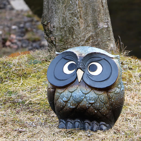 楽天市場】送料無料 9号福多郎(青) 信楽焼 梟 ふくろう置物 陶器