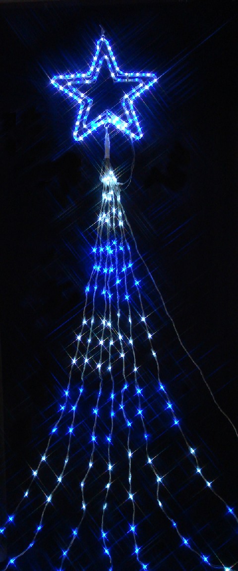 楽天市場】ドレープライト6mトップスター付 420球 白・青色LED