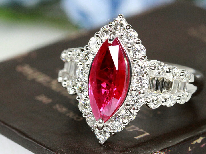 楽天市場】大粒ルビー2.388ctマーキスカットの美しいルビー