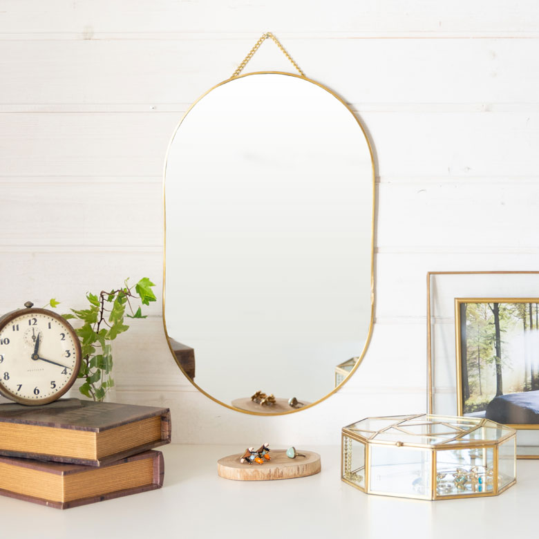 美品】zara ゴールドオーバル壁掛けミラー 美品】zara ゴールド