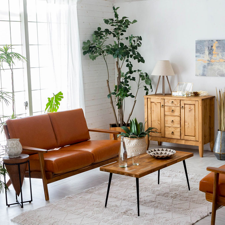 楽天市場】ソファ 2人掛け 本革 木 幅 125cm キャメル ブラウン レザー