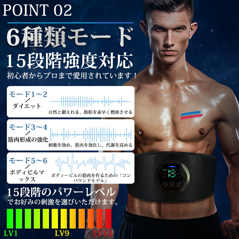 楽天市場】EMS 腹筋ベルト ジェルシート不要 腹筋トレーニング 腹筋