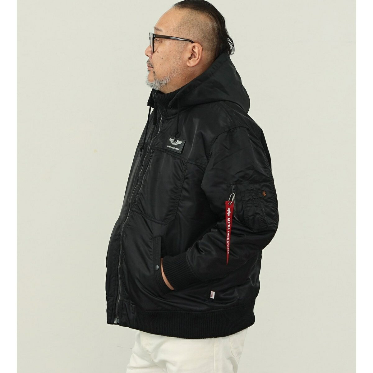 楽天市場】【大きいサイズ】フーデッドリブジャケット／アルファ