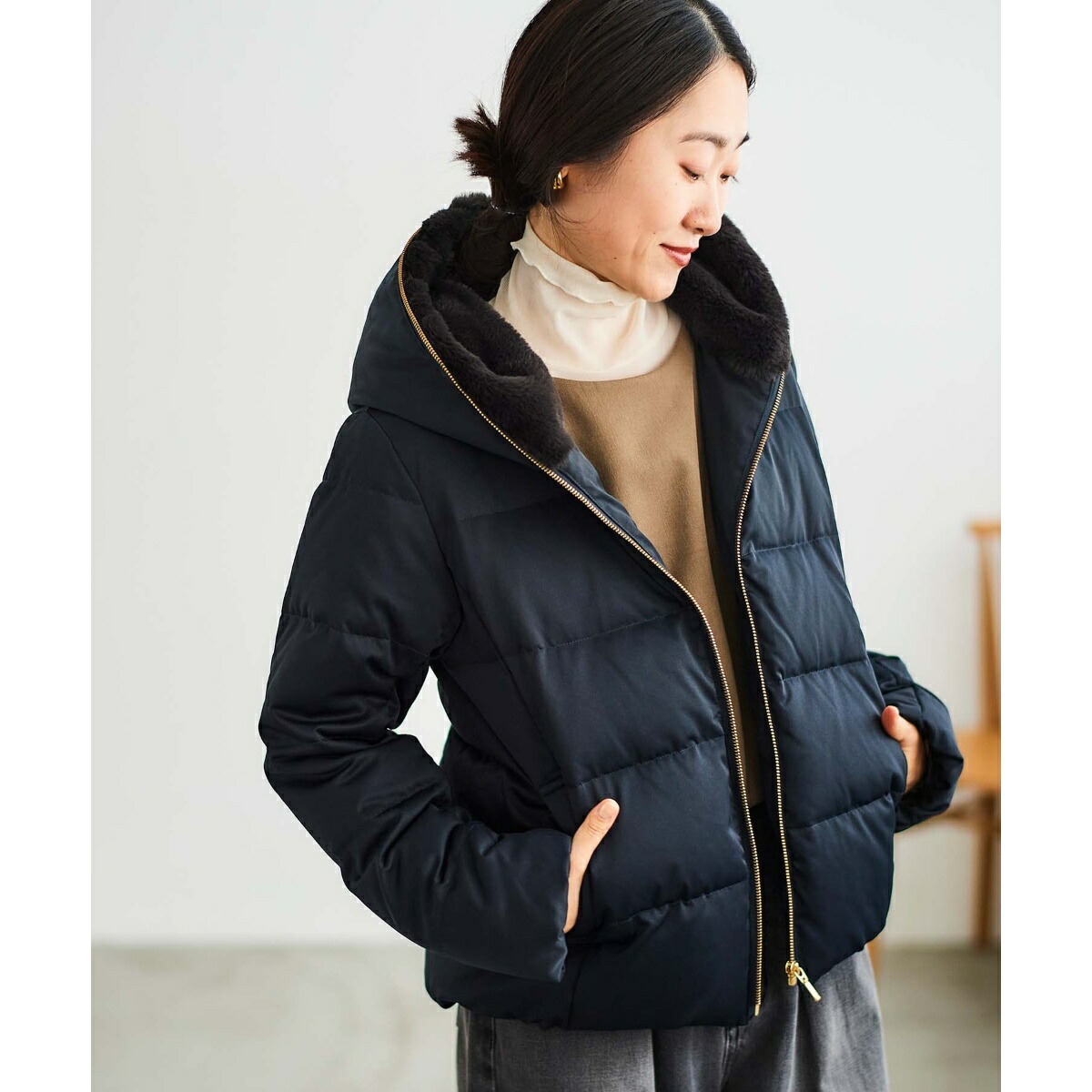 楽天市場】ファーフードショートダウン／ルクールブラン（le.coeur