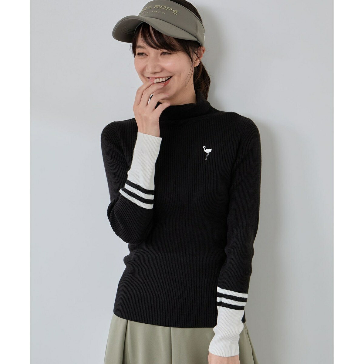 バイカラー切替リブタートルニット／ジュン＆ロぺ（JUN＆ROPE'）