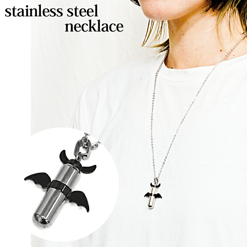 楽天市場】アクセサリー ステンレス チェーン付き デビルモチーフ筒形