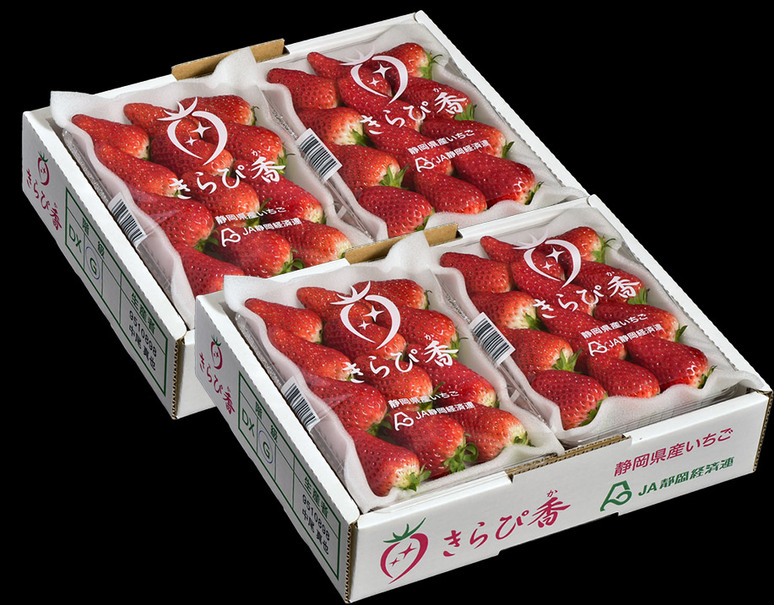 きらぴ香」静岡県産いちご DX・G 4パック（1パック：約260g）産地箱