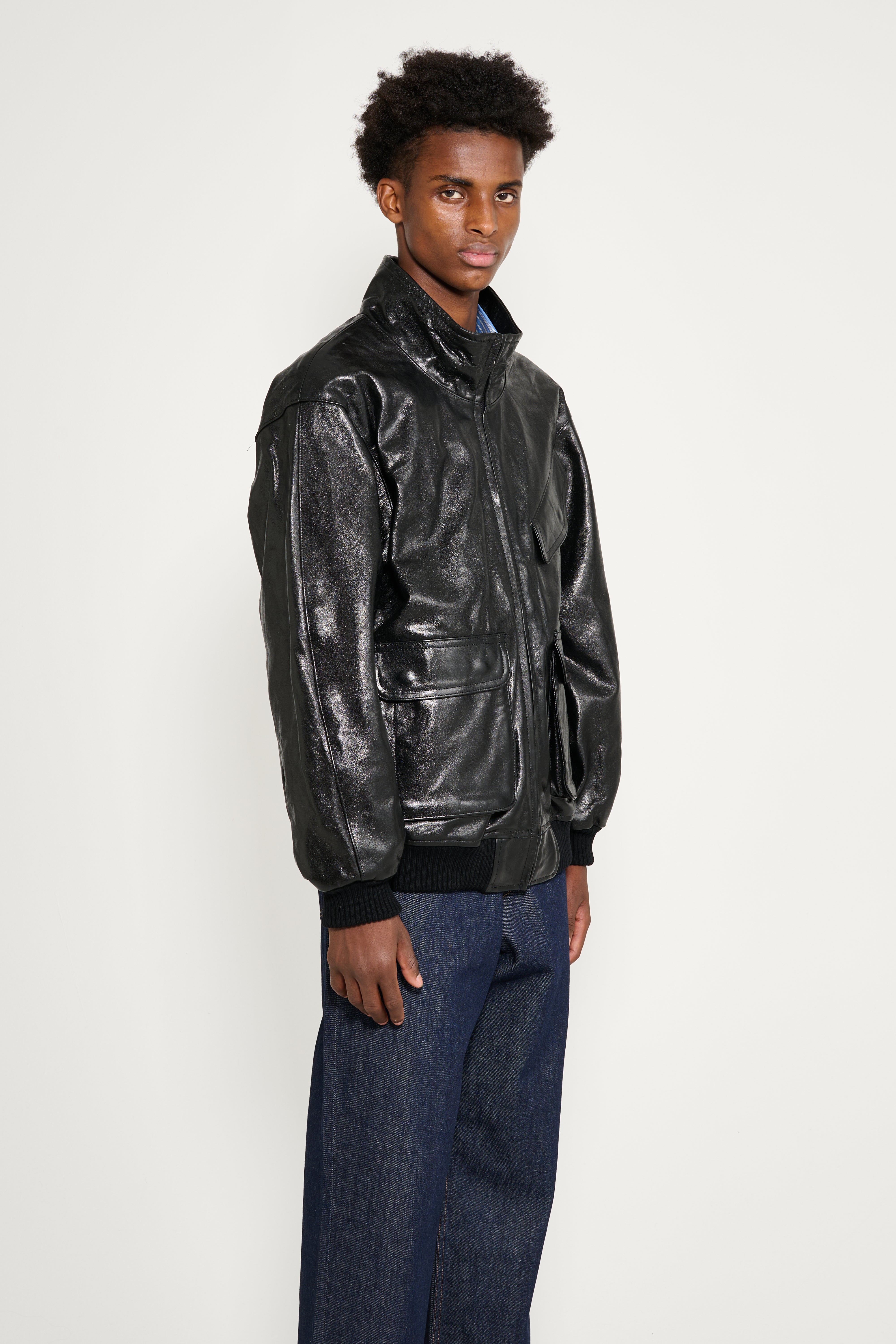 Auralee Lamb Leather Zip Blouson Black – Très Bien
