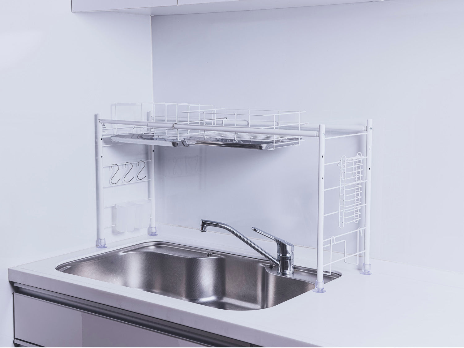 シンク上水切りラック ワイドタイプ ホワイト（白）スチール仕様 – 燕