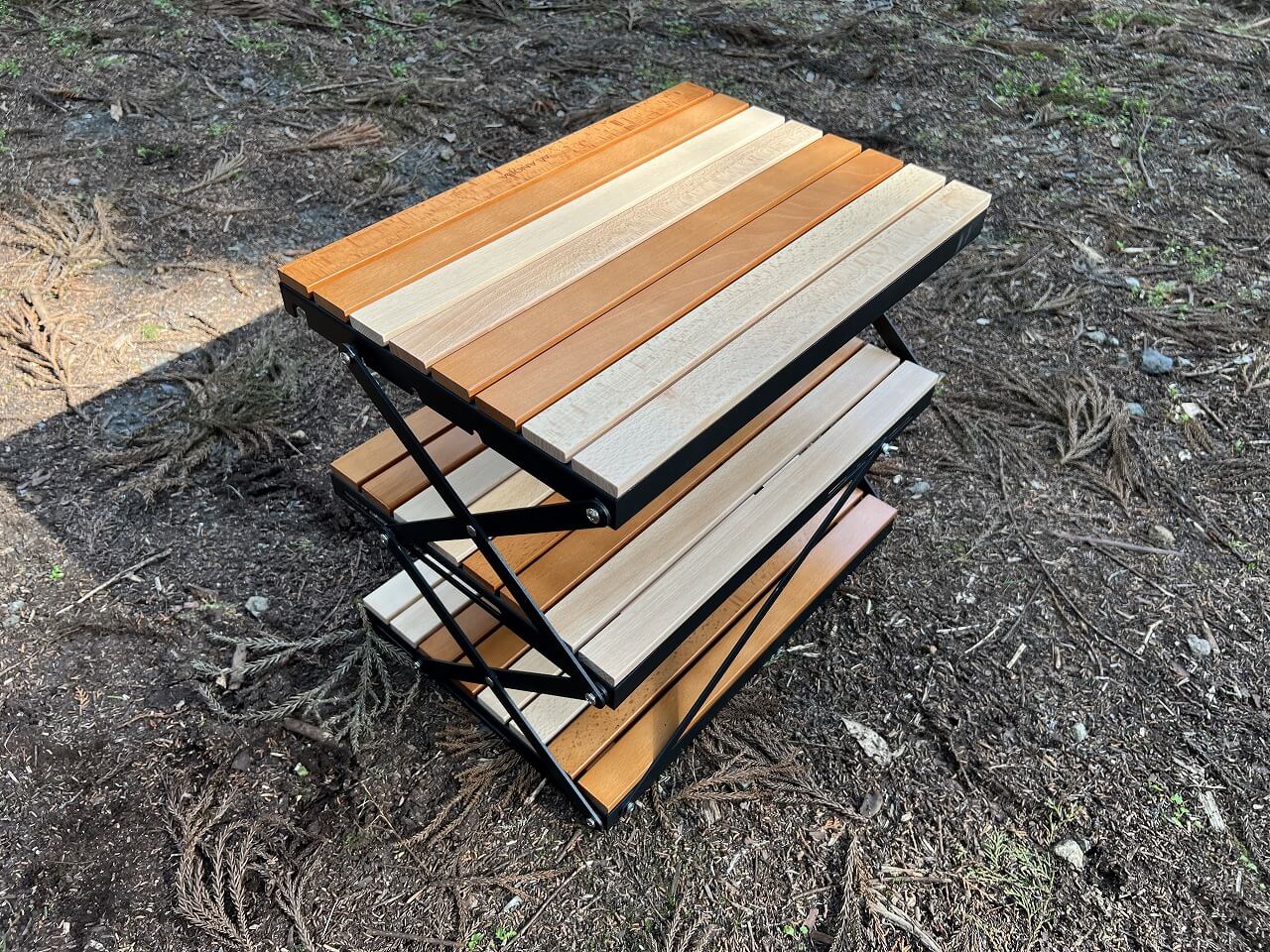 コンパクトに畳めてオシャレ ANOBA(アノバ)ウッドロールテーブルの