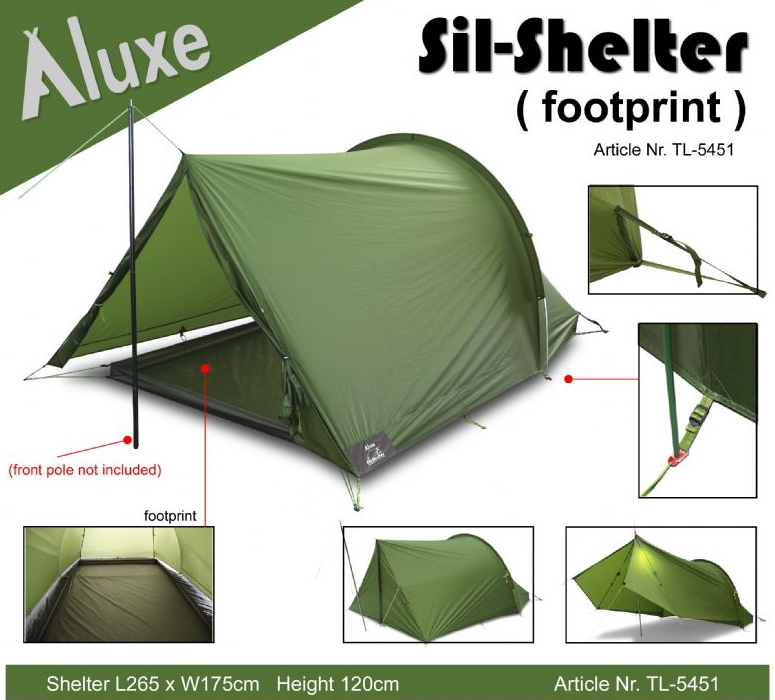 シルナイロン製ツーポールシェルター、グランドシート付き