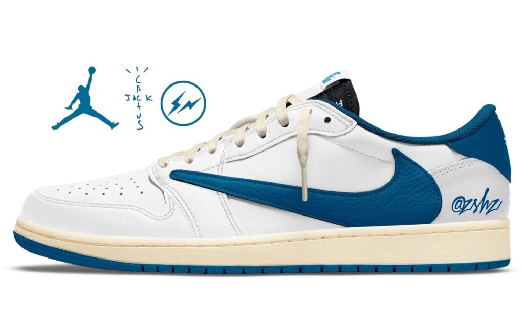Nike × Travis Scott × Fragment Air Jordan 1 Low OG “White/Blue”が