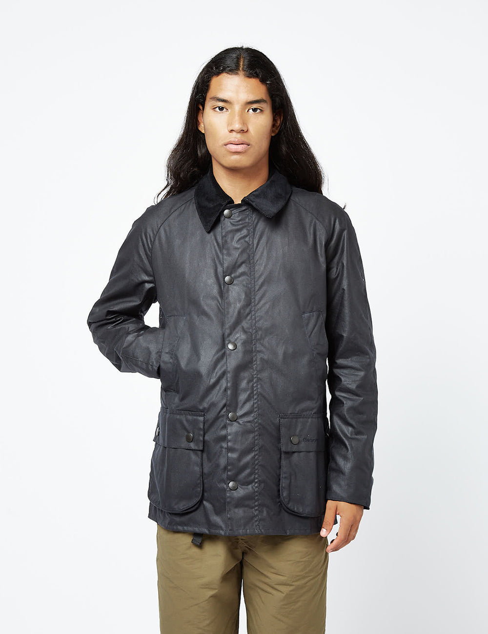 Barbour Ashby Wax Jacket - Navy Blue | URBAN EXCESS.