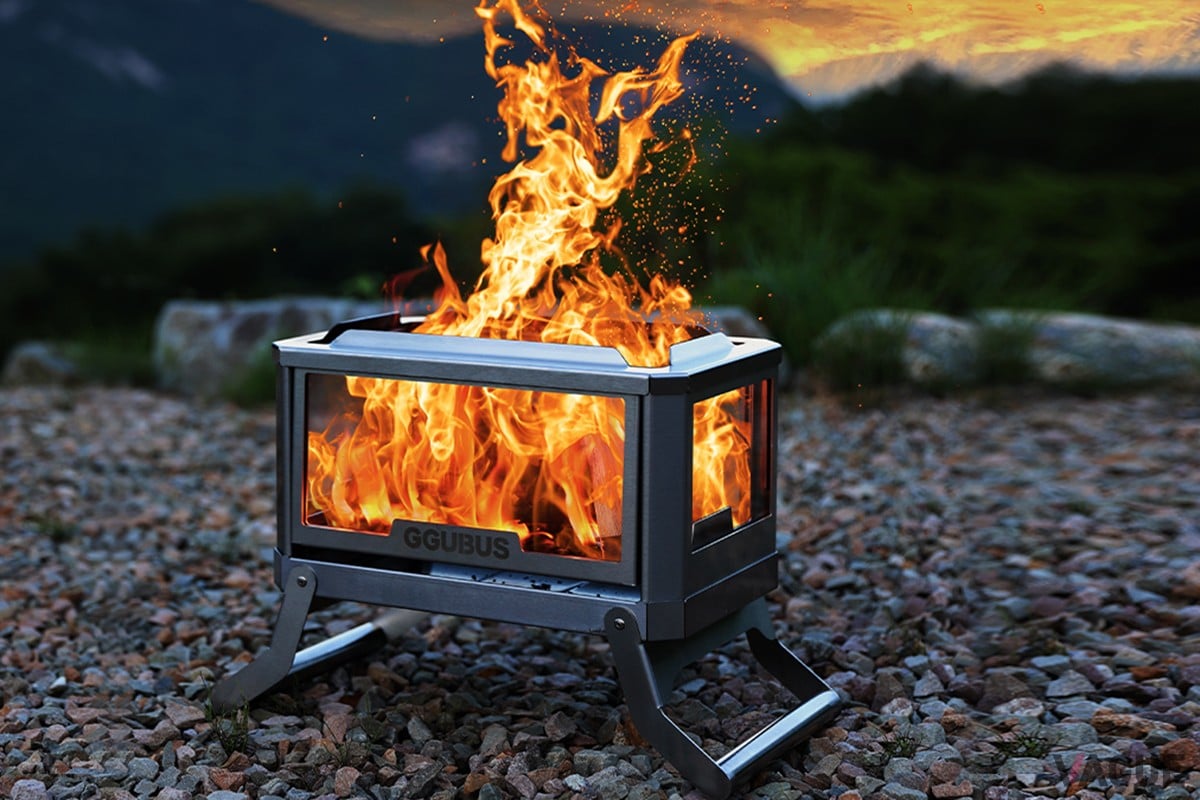 アウトドアライフをグレードアップ！ 360度炎が楽しめる4面ガラス仕様