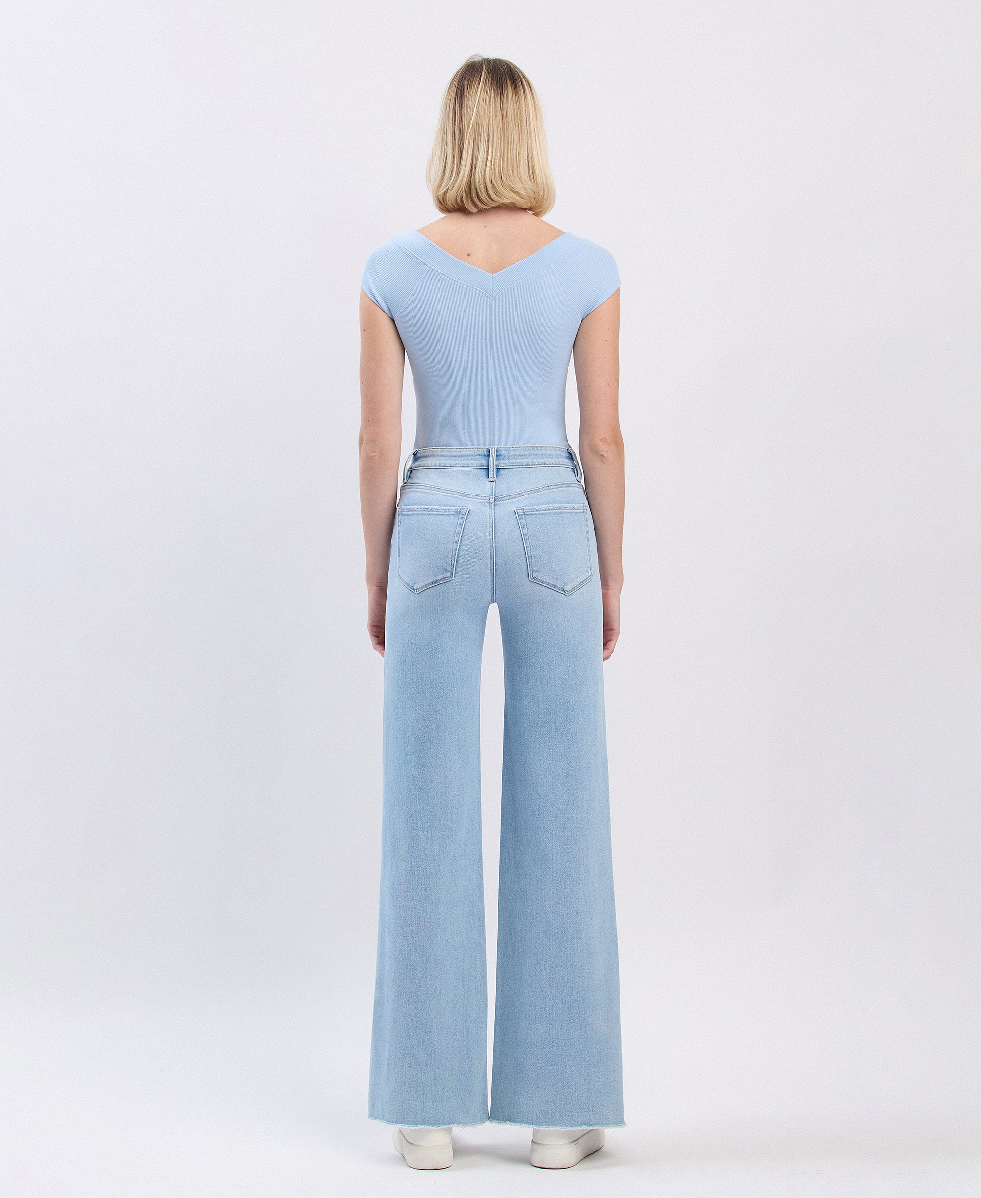 VERVET Judy High Rise Raw Hem Wide Leg Jeans
