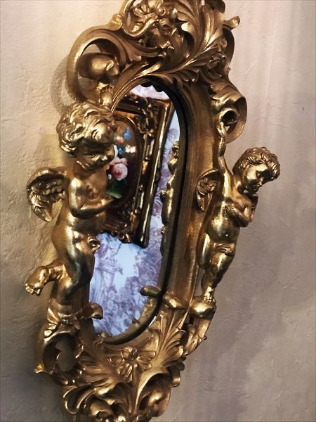 天使壁掛け鏡 エンジェルウォールミラー GOLD 淑女雑貨Toe Cocotte