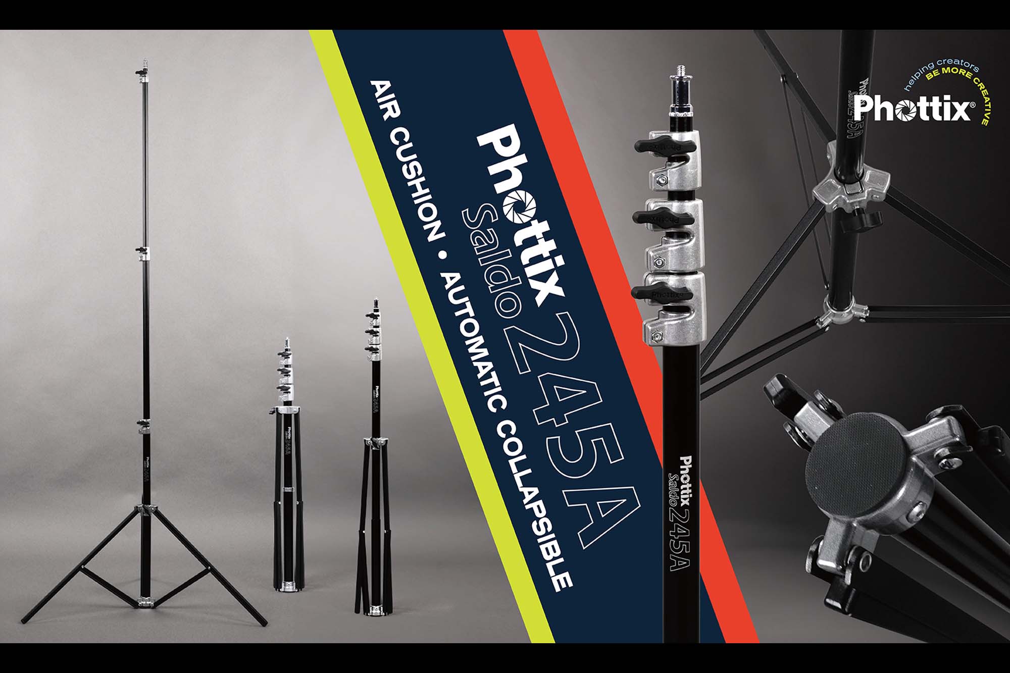 SAEDA、Phottixの自動折りたたみ式ライトスタンド「Saldo 245A Air