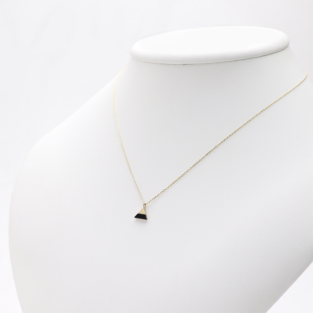 女性へのプレゼント K10YG トライアングル オニキスネックレス 10金