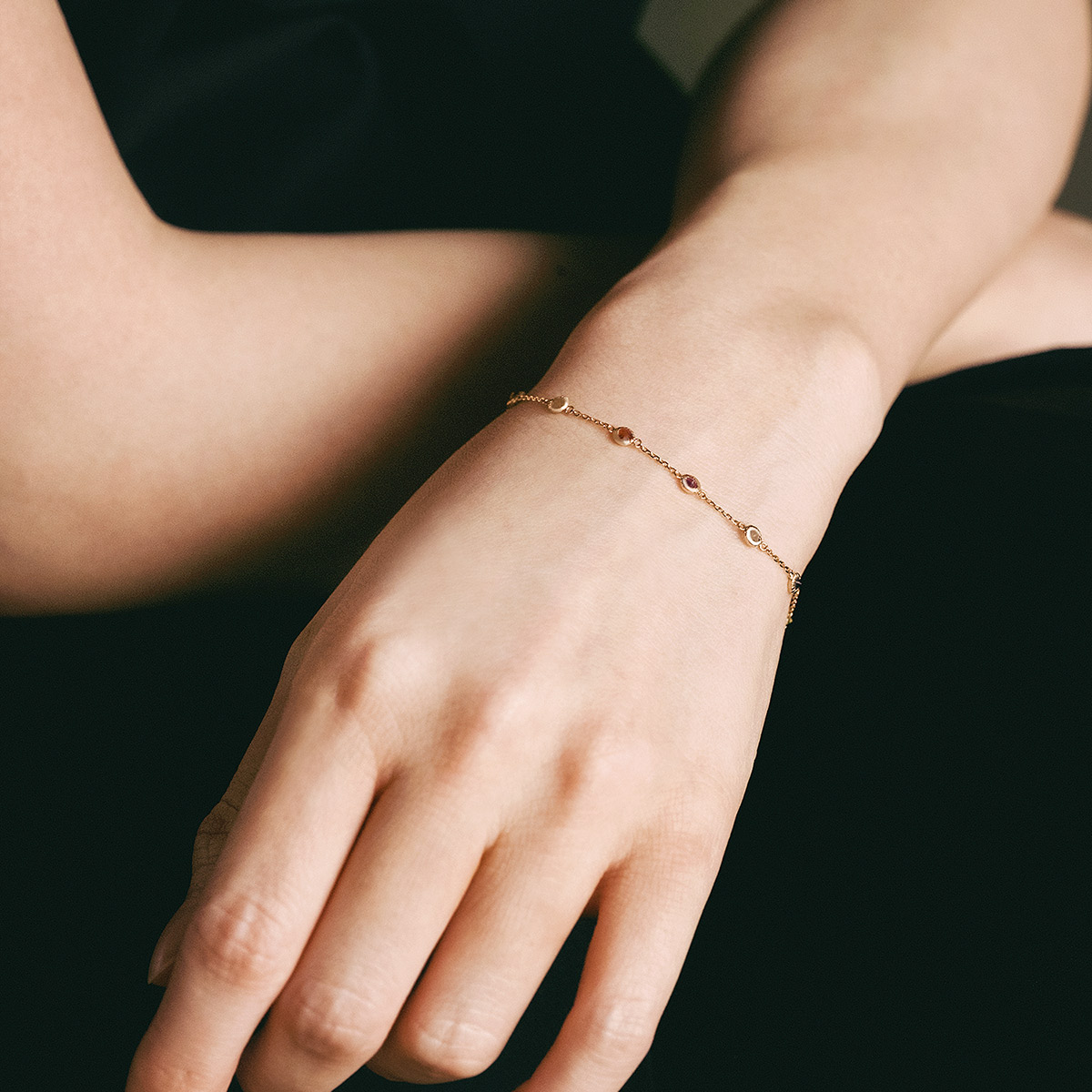 彼女へのプレゼント K10YG マルチストーンブレスレット 10金イエロー