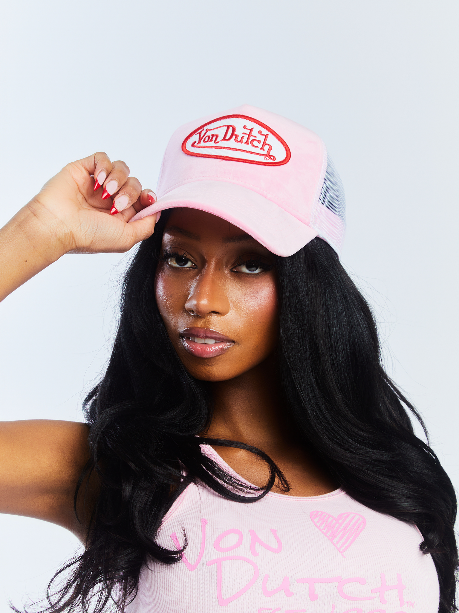 Pink Crush Velvet Trucker Hat | Von Dutch