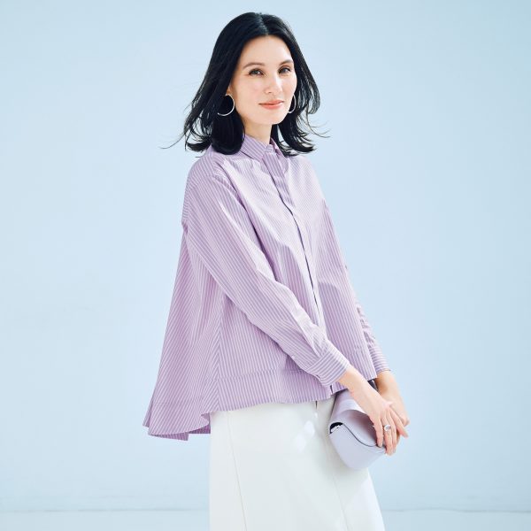 井川 遥が着こなす「loin.の秋色夏素材」 éclat2024年特集 | HAPPY