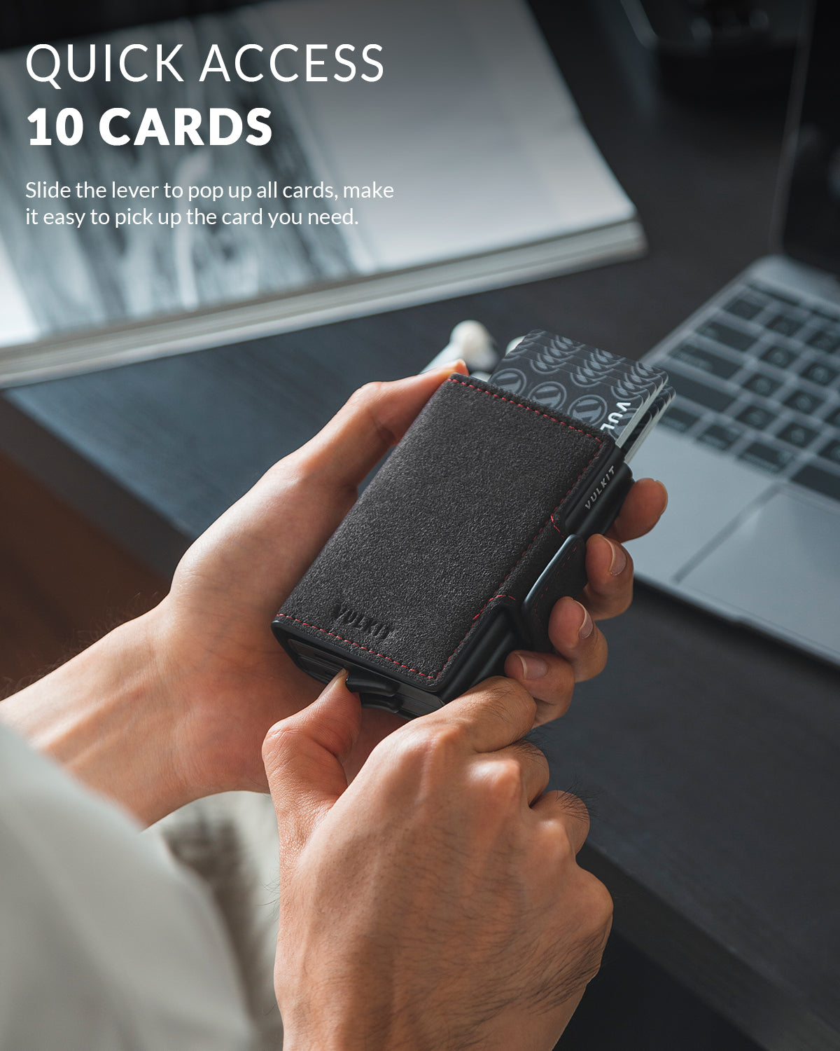 VC200d- Alcantara Leather, Double Aluminum Card Holders For more